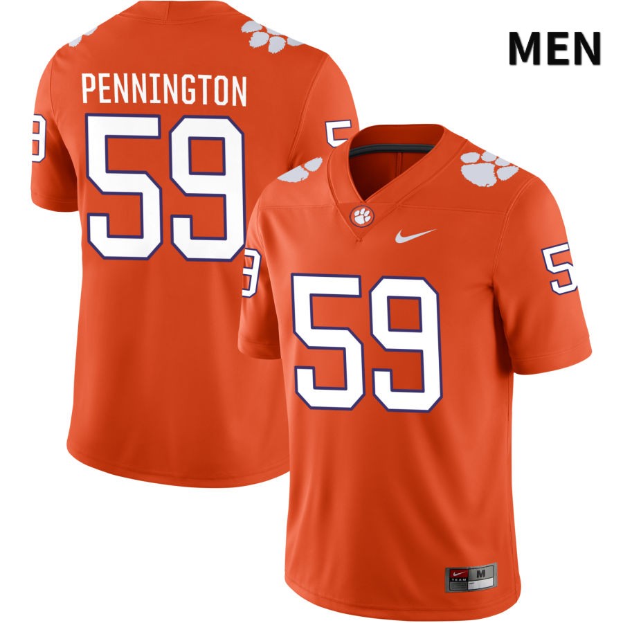Men's Clemson Tigers Dietrick Pennington #59 College Orange NIL 2022 NCAA Authentic Jersey Lightweight JHG51N1U